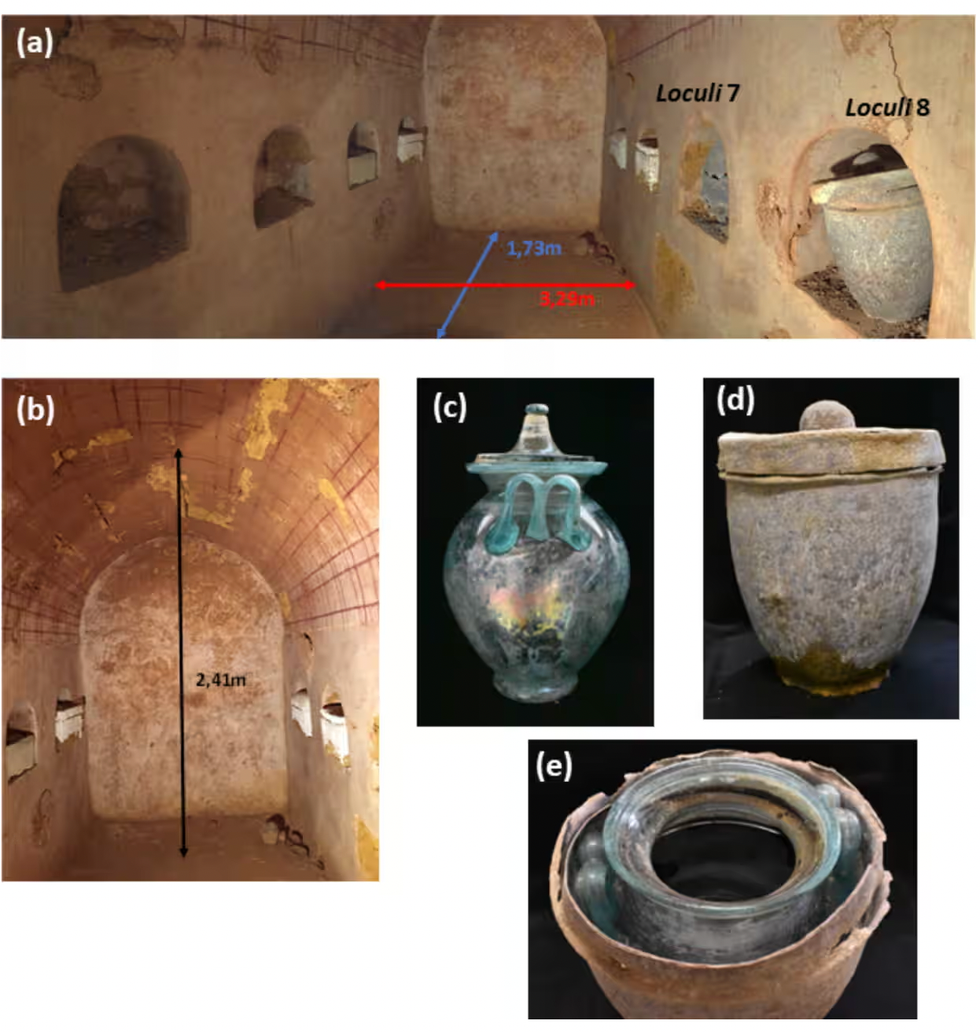 Roman tomb and pictures of items found in it
