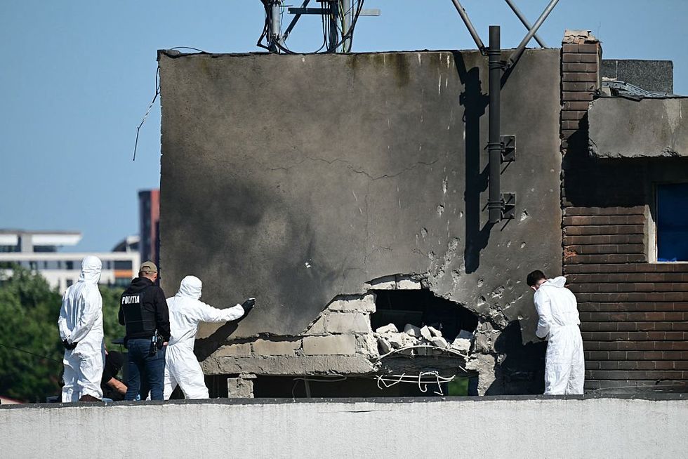 Romanian\u200b investigators the scene of the drone strike