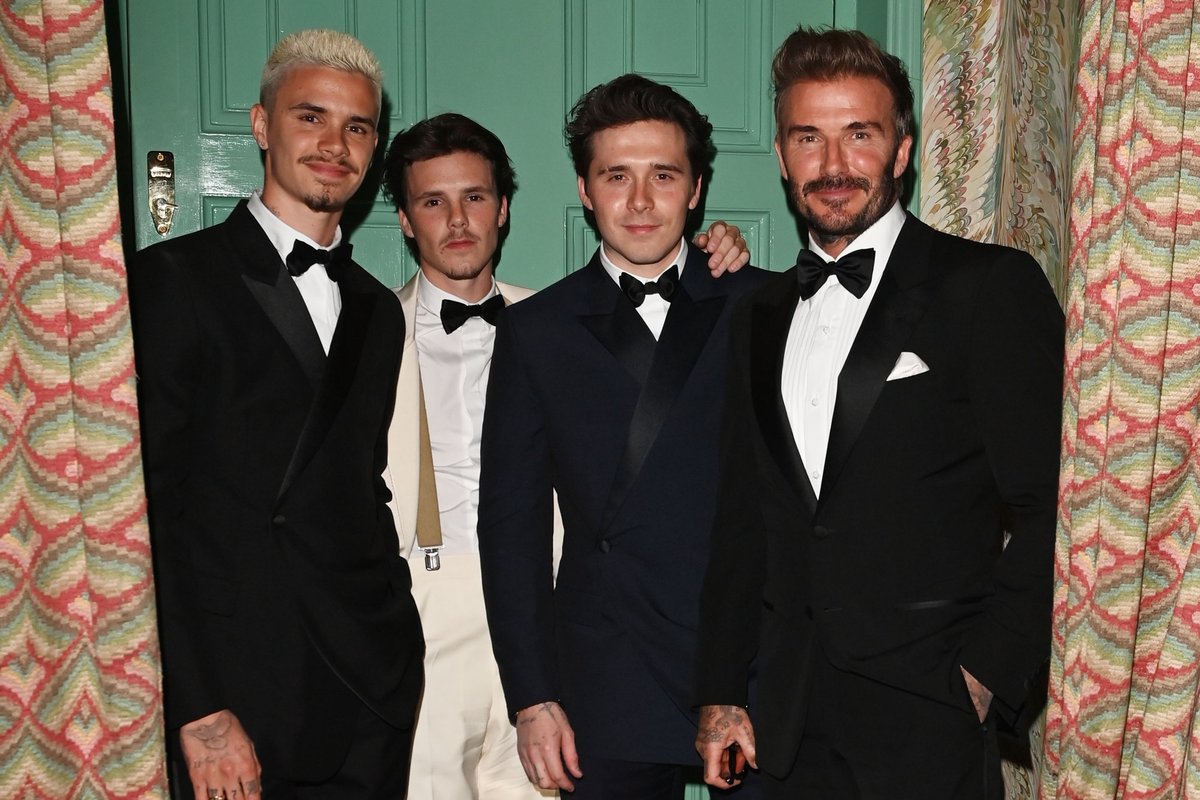 Romeo Beckham, Cruz Beckham, Brooklyn Beckham and David Beckham