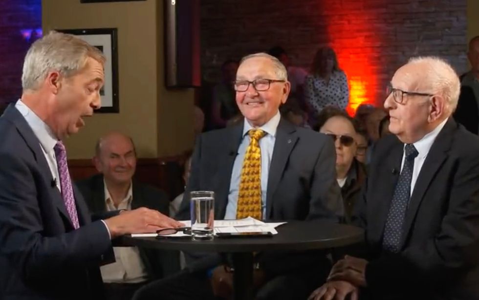 Ron Wilkinson and Vic Wheeldon talking to Nigel Farage