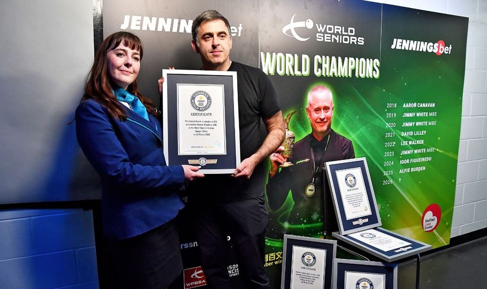 Ronnie O'Sullivan was presented with five Guinness World Record certificates on Thursday