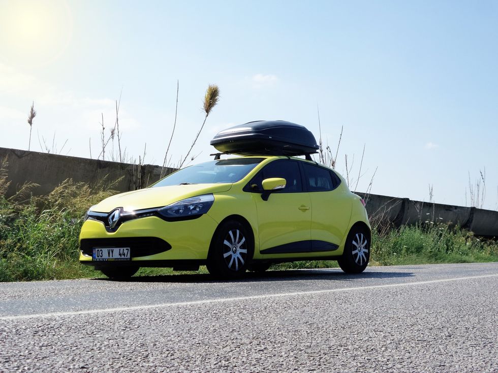 Roof box on car