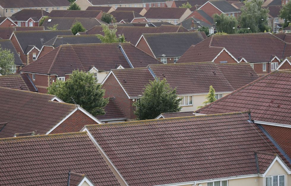 Roof of houses in residential area