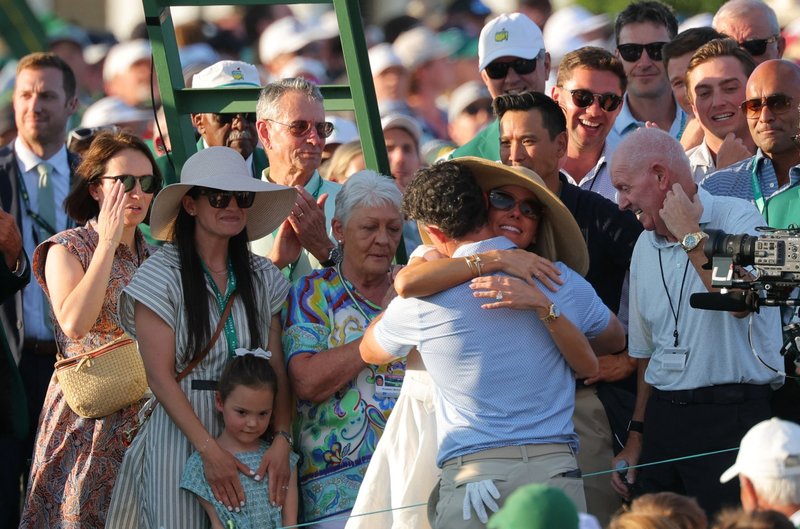 Rory McIlroy celebrated with wife Erica Stoll and daughter Poppy after winning The Masters