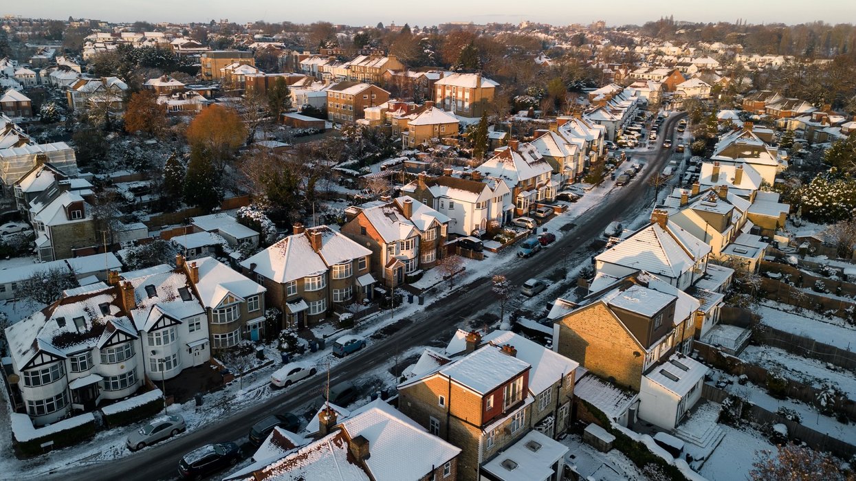 ROW OF HOUSES IN SNOW