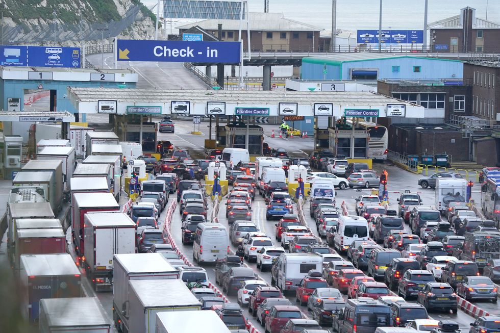 Rows of cars and lorries in Dover