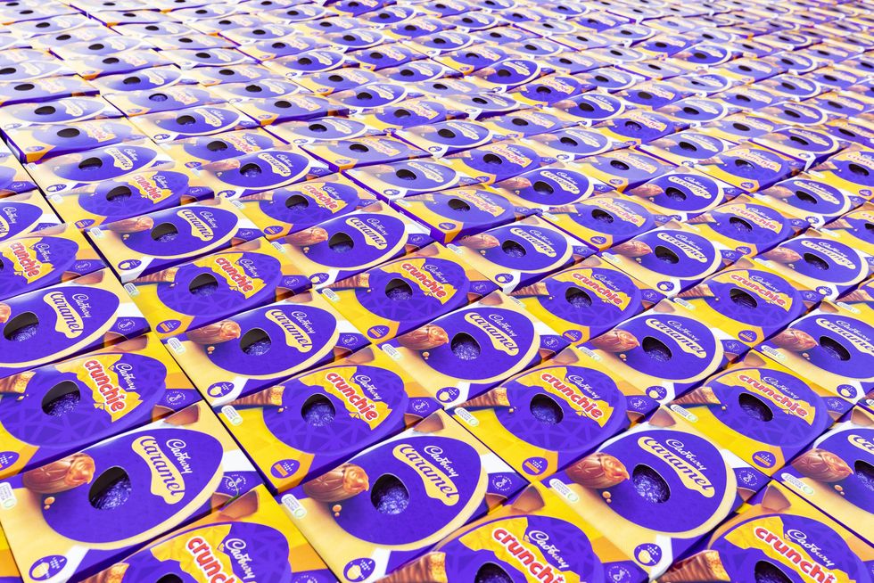 Rows of easter eggs