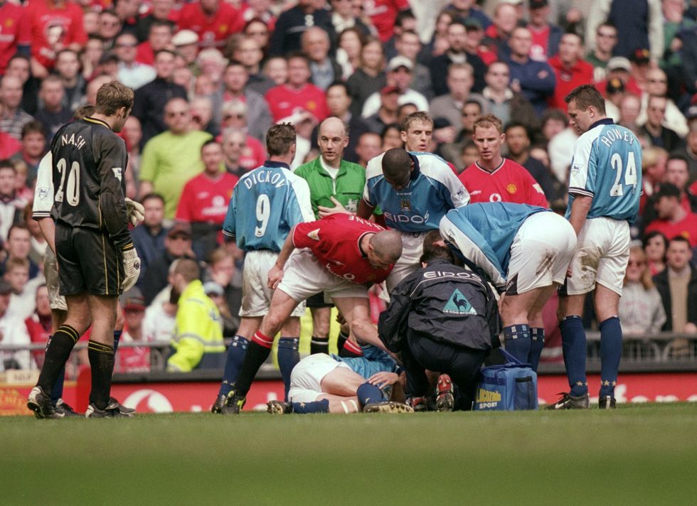 Roy Keane stood over Alf-Inge Haaland after his infamous tackle