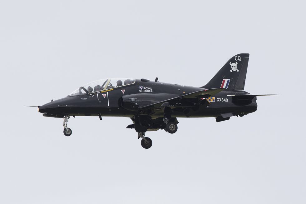 Royal Air Force BAE Hawk T1 lands at Newcastle International Airport