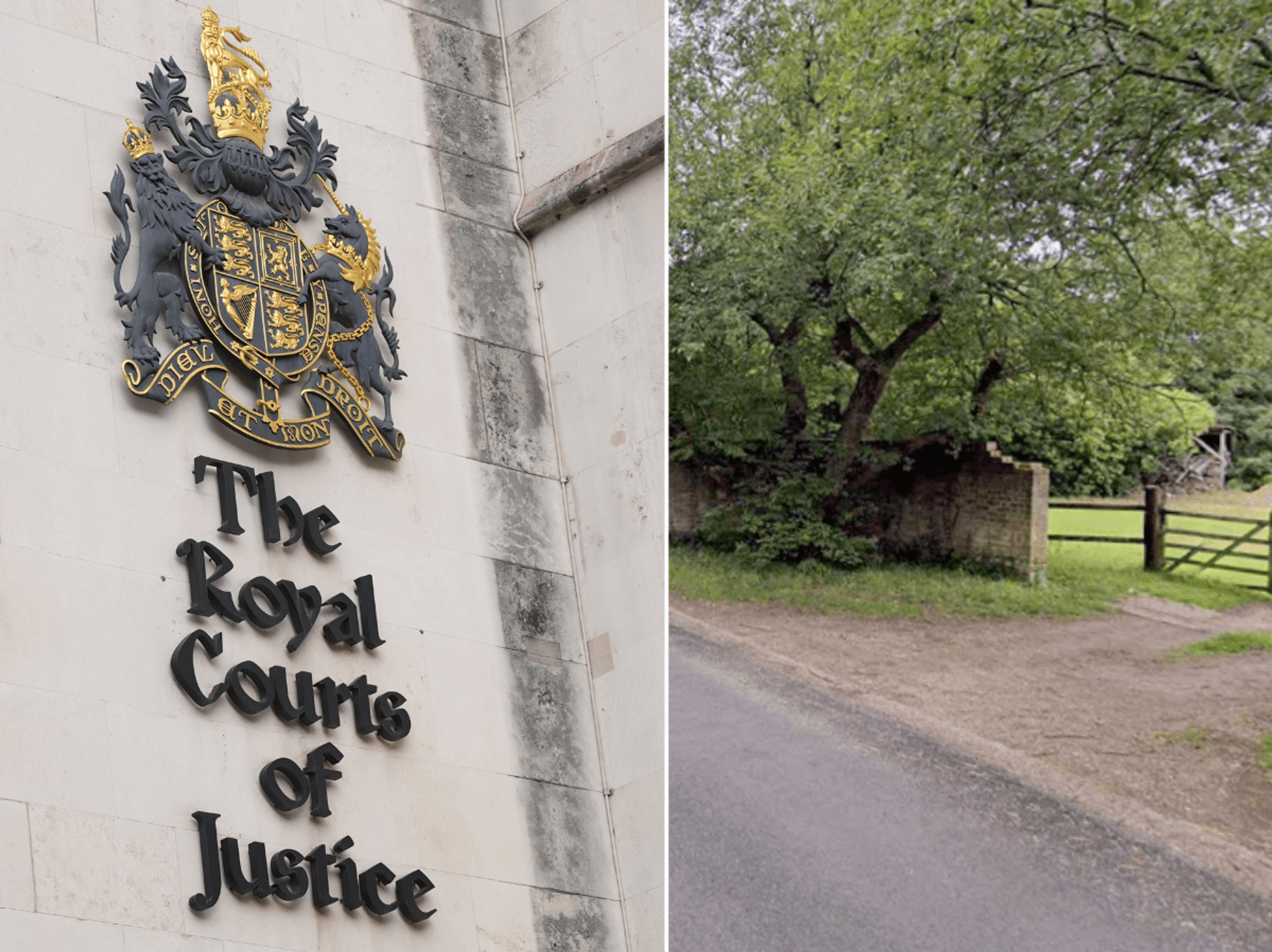 Royal Courts of Justice and road in Little Berkhamsted