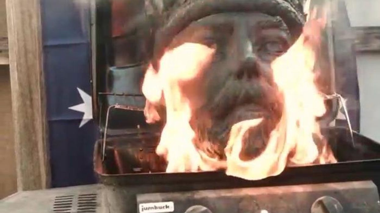 Royal Family statue targeted as decapitated King's head set on fire in horrifying protest