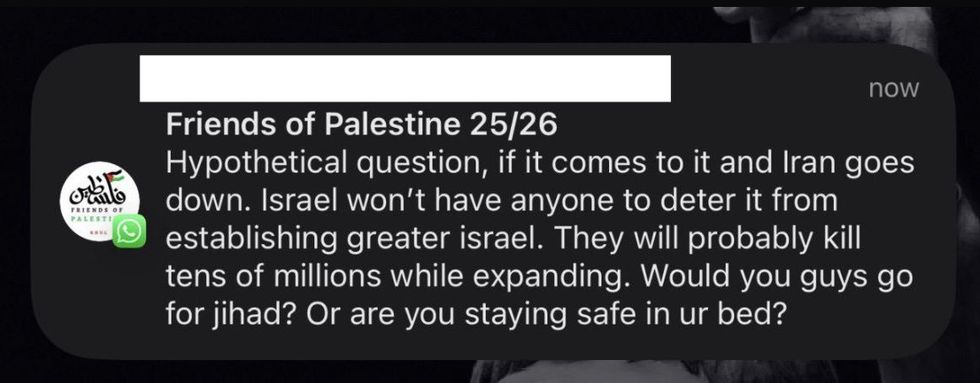 Royal Holloway group chat message