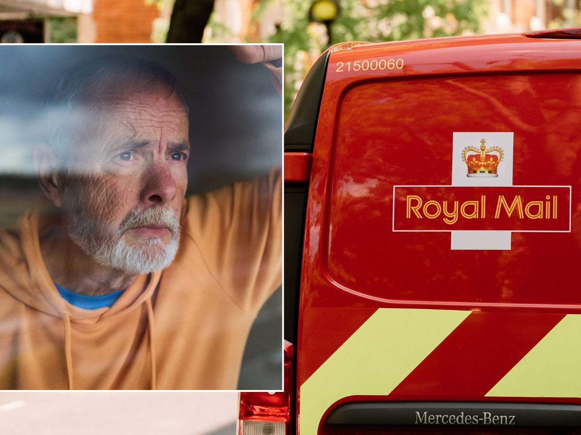 Royal Mail and man looking out of window