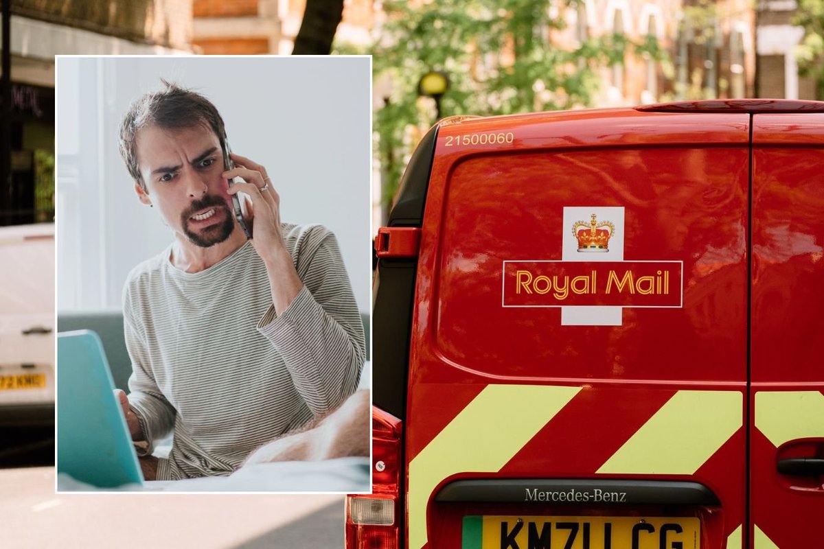 Royal Mail van and man on phone