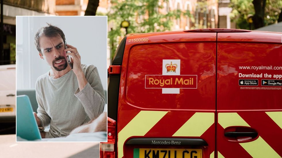 Royal Mail van and man on phone