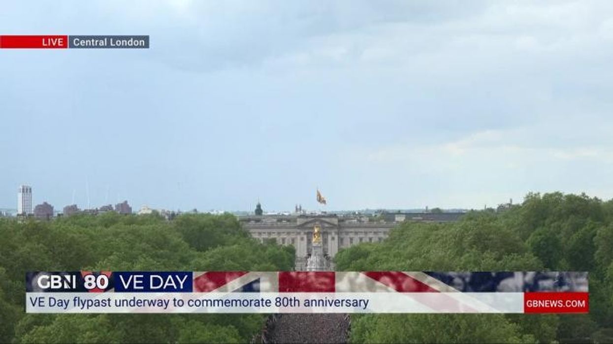 PICTURED: British buildings lit red, white and blue to commemorate 80th anniversary of VE Day