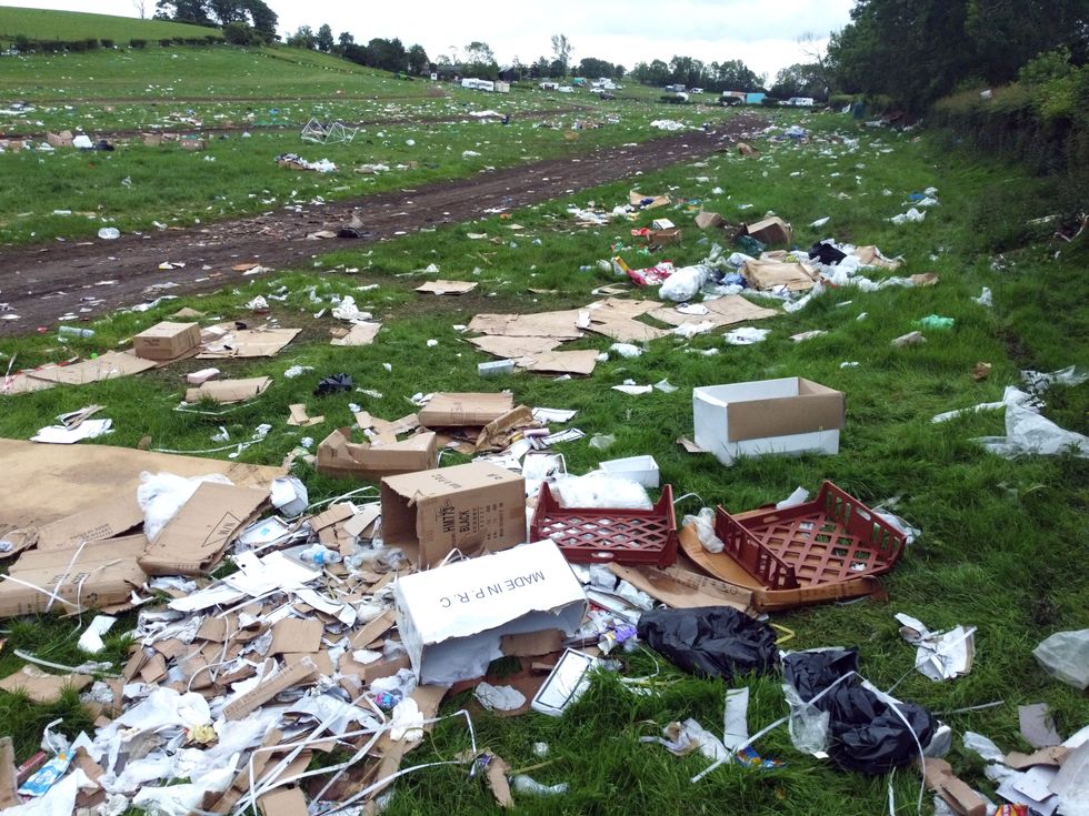 Rubbish in a field at the end of the Appleby Horse Fair, the annual gathering of the travelling community in Appleby, Cumbria. Picture date: Monday June 13, 2022.