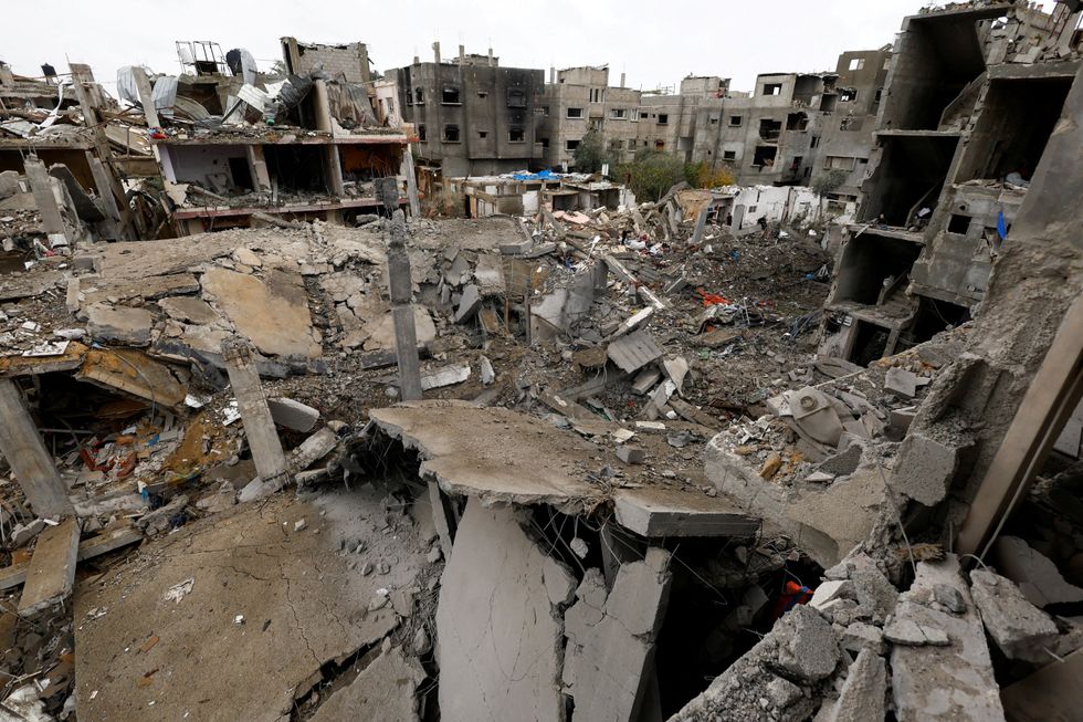 Rubble lies at the site of an Israeli strike on a house, in the central Gaza Strip, January 9\u200b
