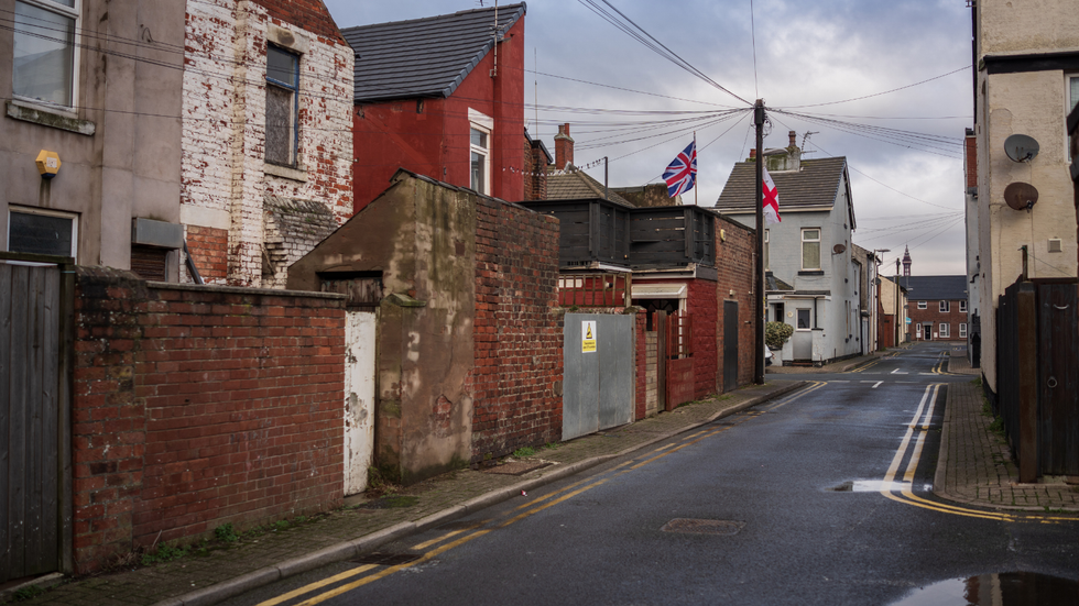 Run-down residential street in Blackpool