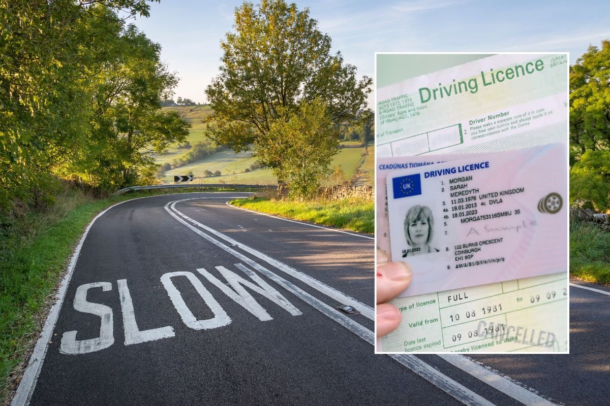 Rural road and a UK driving licence
