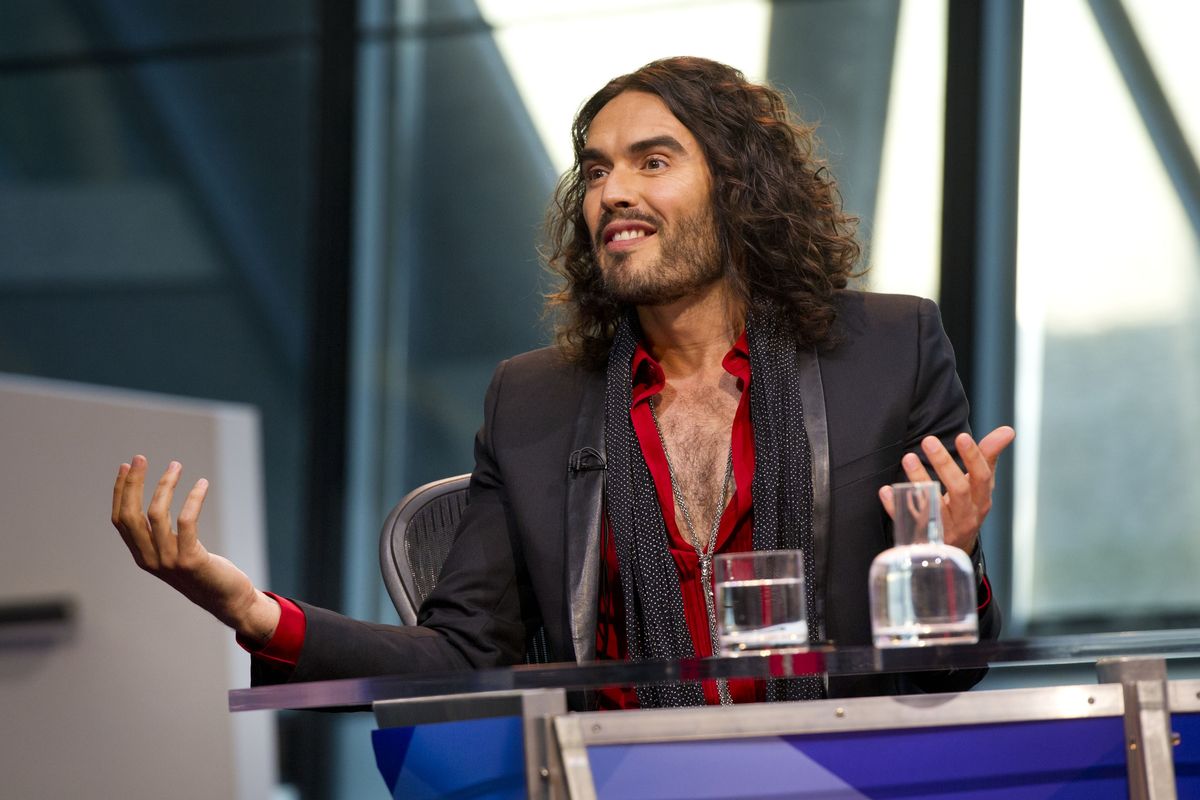 Russell Brand during the filming of Question Time, at City Hall in London