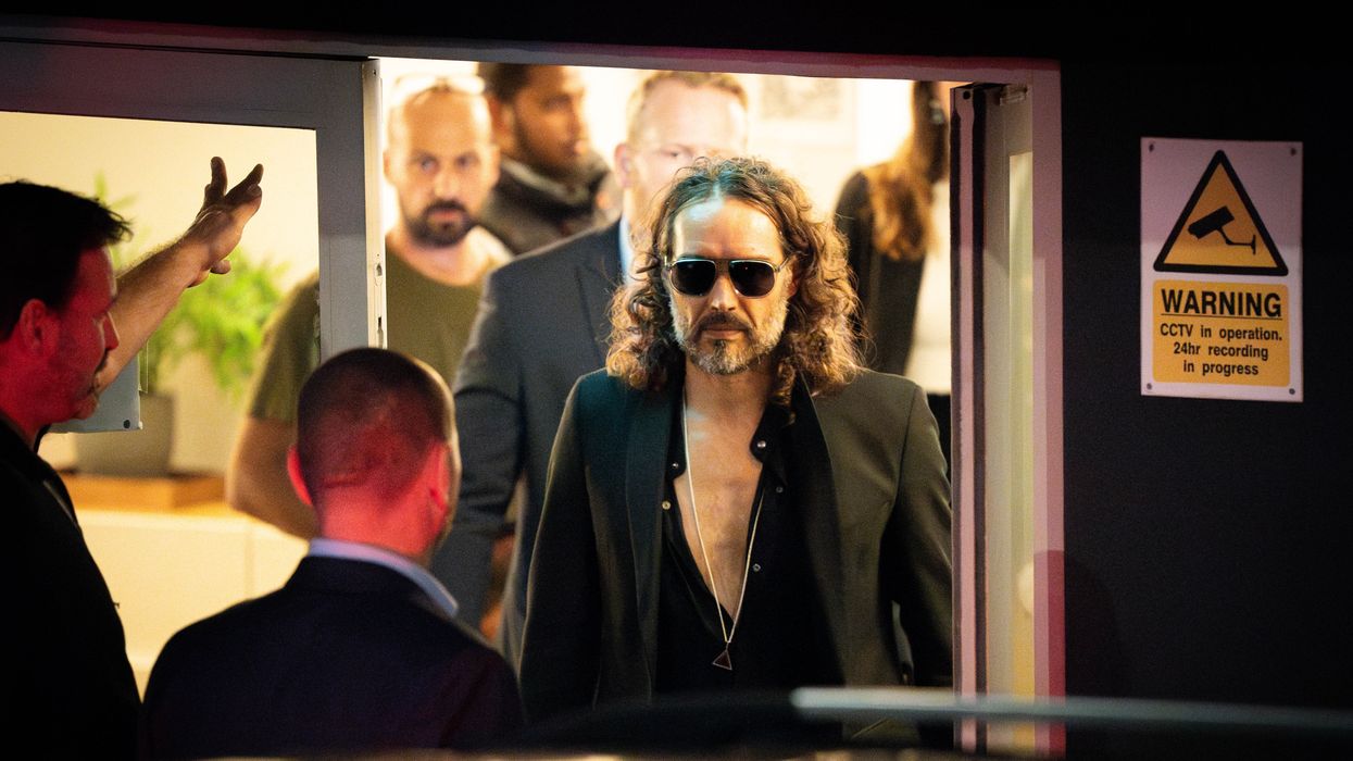 Russell Brand leaves Wembley following assault allegations