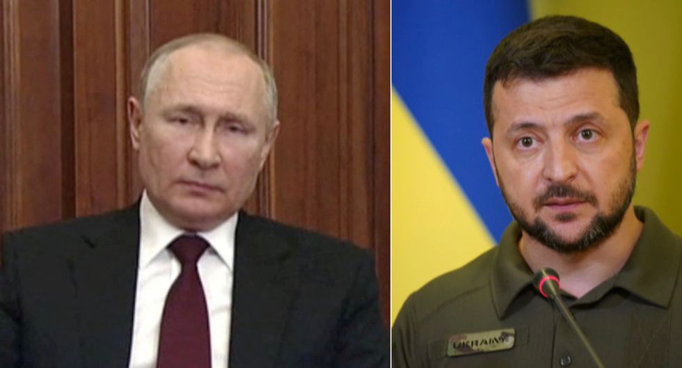 Russia's Vladimir Putin and Ukraine's Volodymyr Zelenskyy