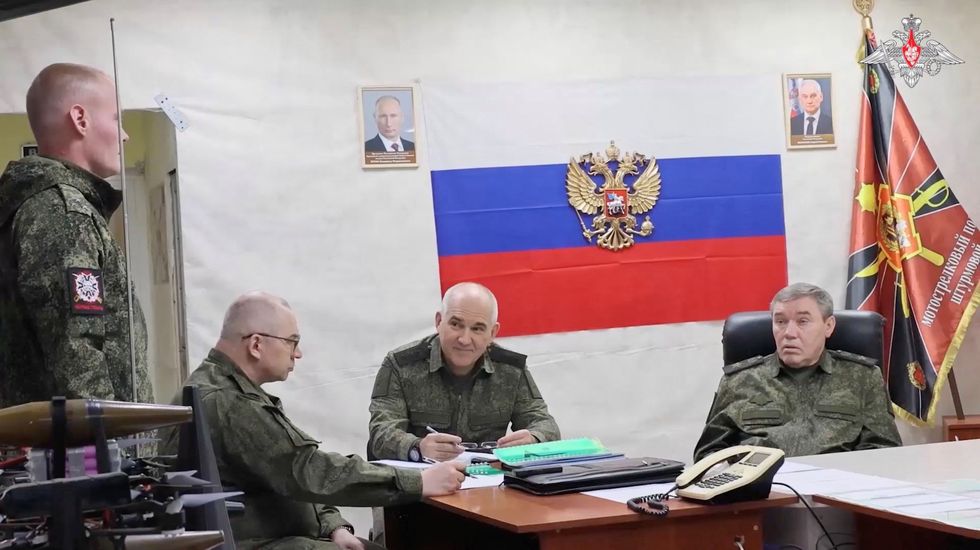 Russian Chief of the General Staff Gerasimov inspects troops