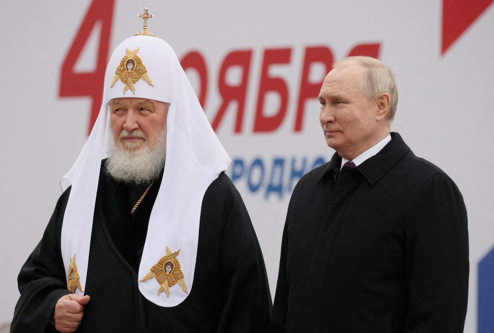 Russian President Vladimir Putin and Patriarch Kirill of Moscow