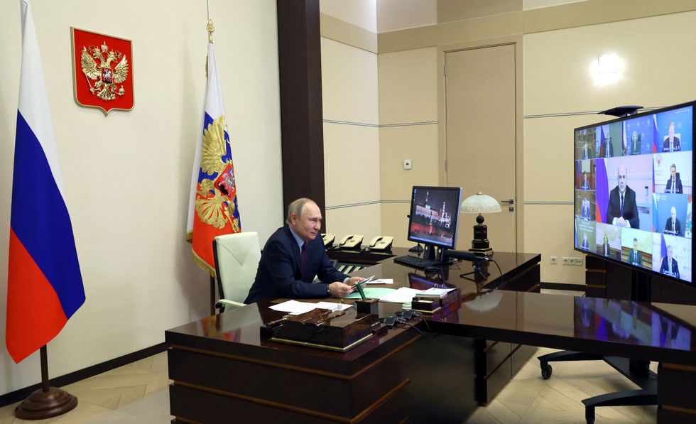 Russian President Vladimir Putin chairs a meeting with government members via a video link from a residence outside Moscow, Russia, January 11, 2023. Sputnik/Mikhail Klimentyev/Kremlin via REUTERS ATTENTION EDITORS - THIS IMAGE WAS PROVIDED BY A THIRD PARTY.