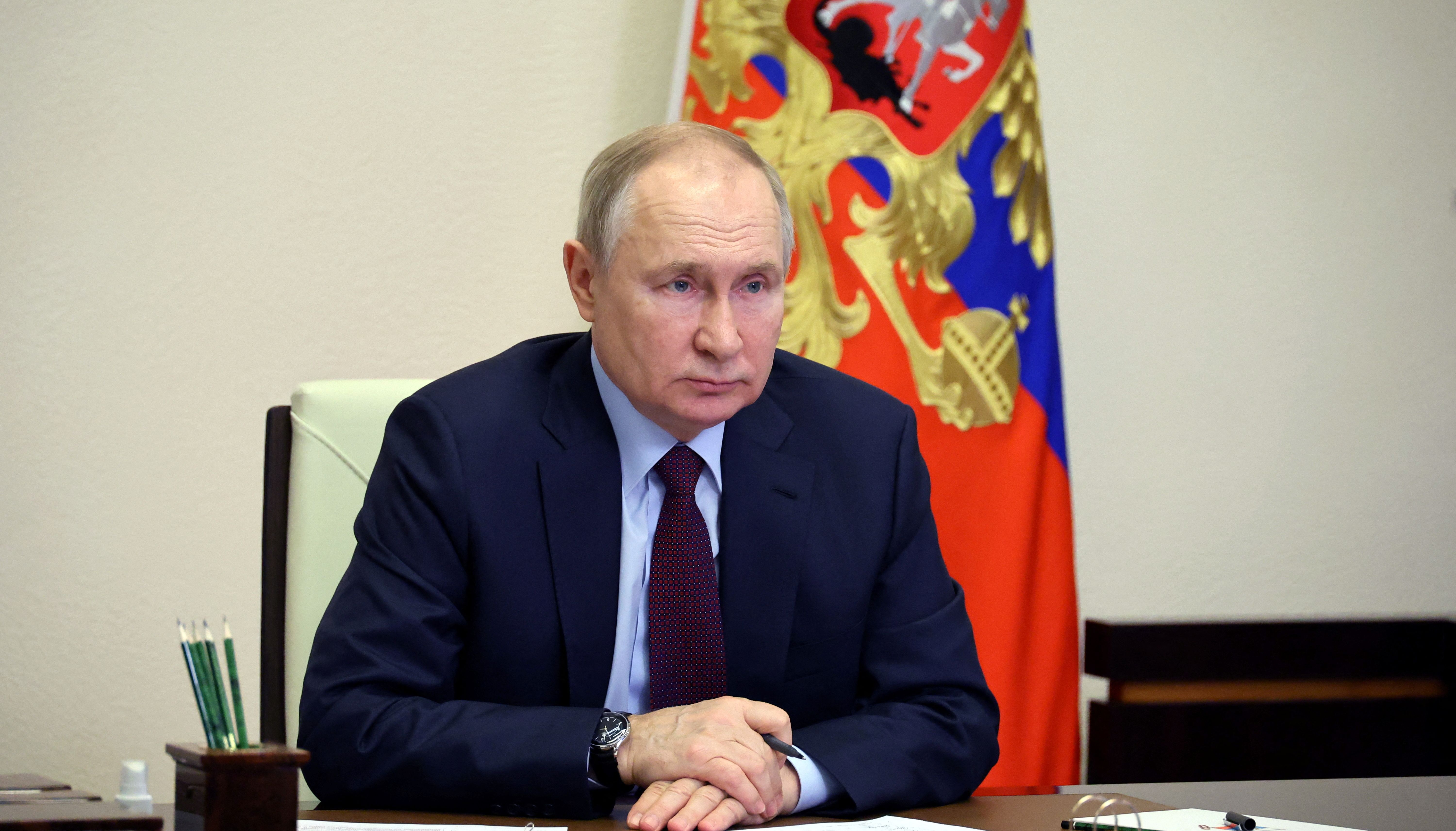 Russian President Vladimir Putin chairs a meeting with government members via a video link from a residence outside Moscow, Russia, January 11, 2023. Sputnik/Mikhail Klimentyev/Kremlin via REUTERS ATTENTION EDITORS - THIS IMAGE WAS PROVIDED BY A THIRD PARTY.