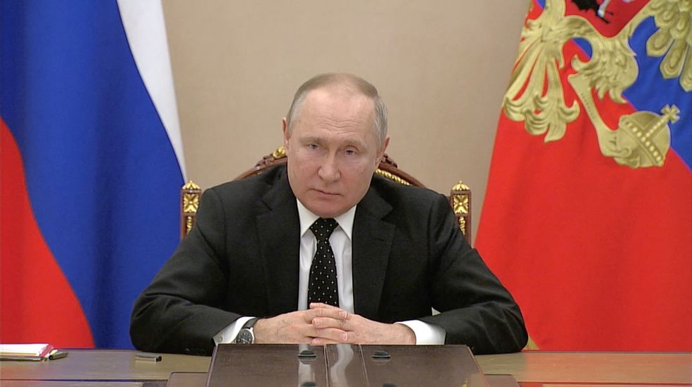 Russian President Vladimir Putin speaks about putting nuclear deterrence forces on high alert