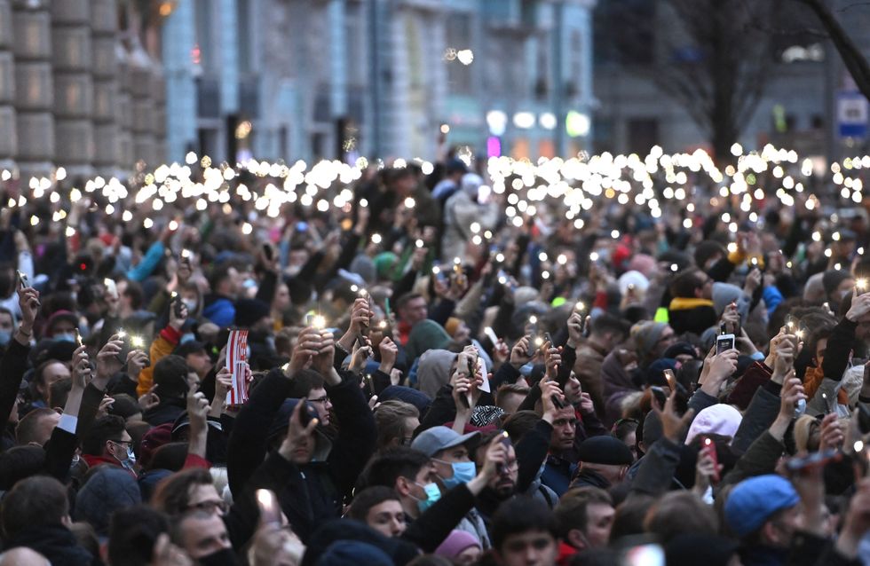 Russians gathering for a previous occasion in Moscow