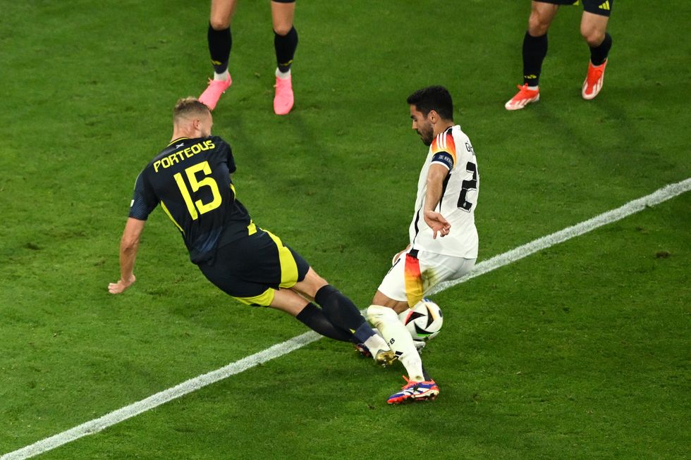 Ryan Porteous was sent off in the first half