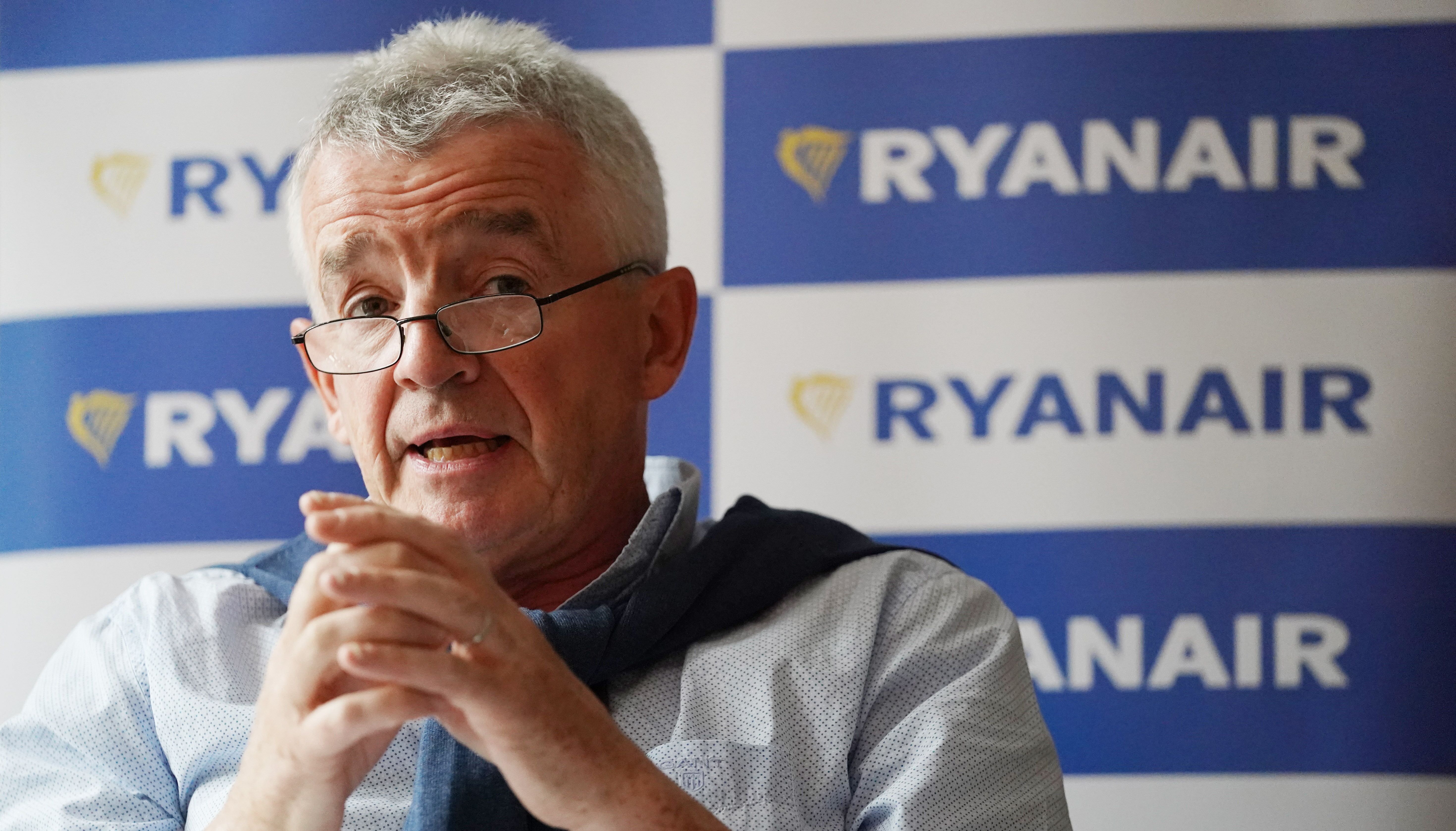 Ryanair boss Michael O'Leary speaking at a press conference at the InterContinental Park Lane in London.