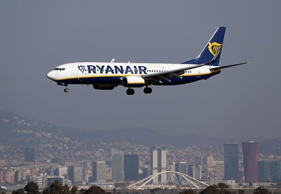 Ryanair flight over Barcelona