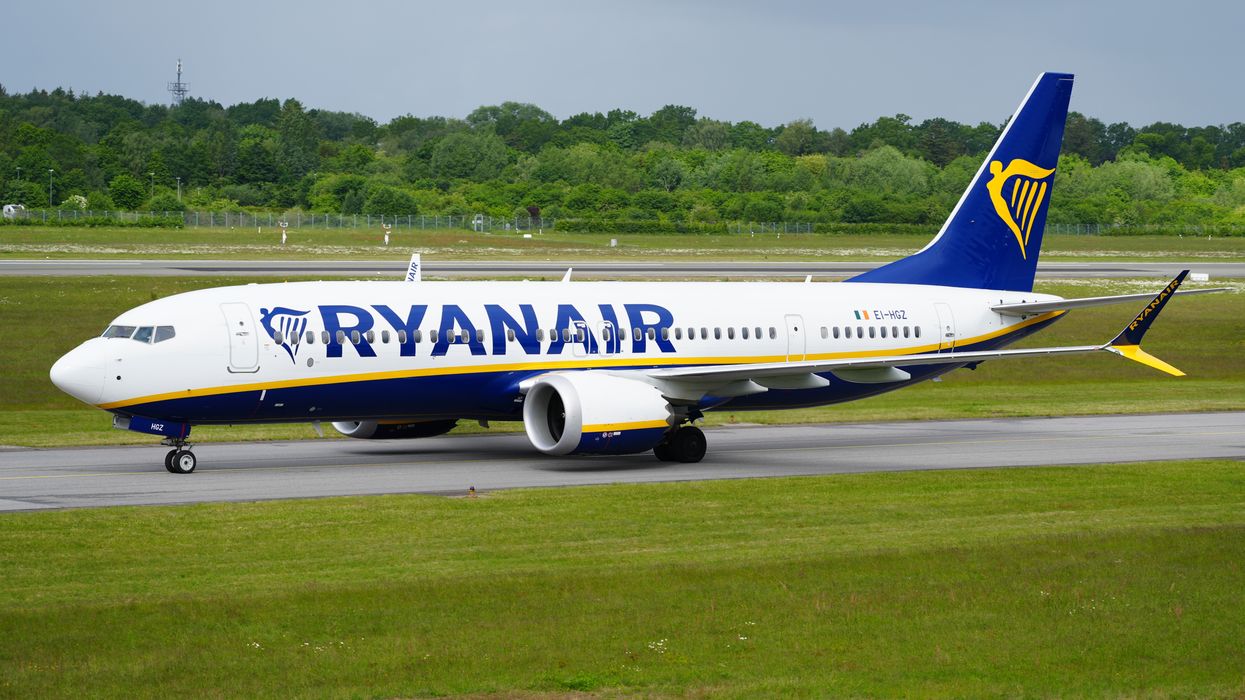 Ryanair plane on the runway at an airport