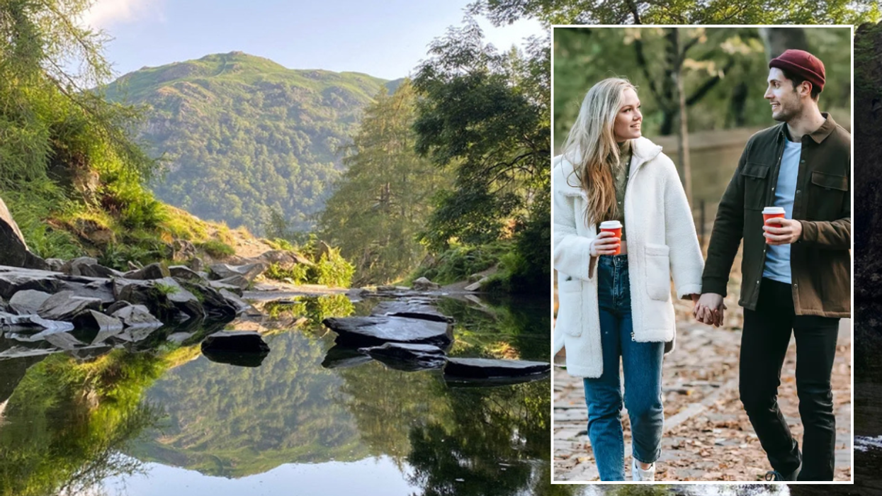 Rydal Water in Cumbria / couple walking in UK