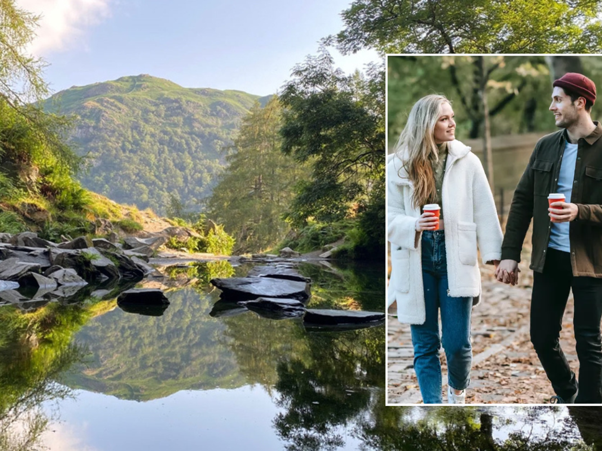 Rydal Water in Cumbria / couple walking in UK