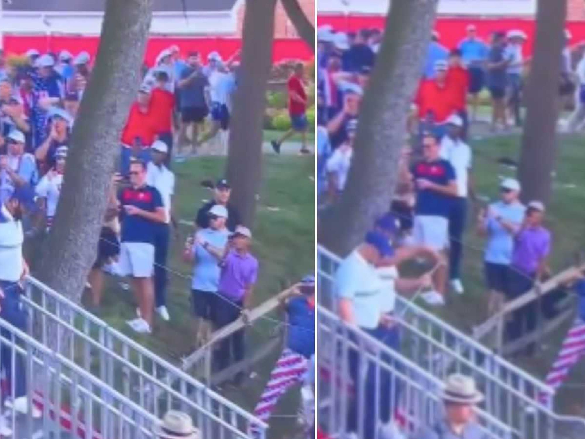 Ryder Cup fan goes viral after falling over on TV while following Team Europe