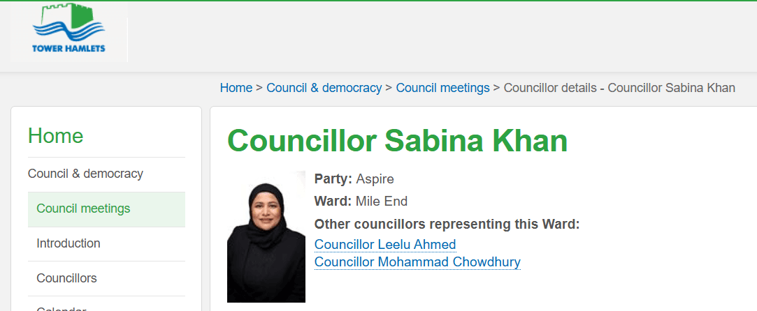 Sabina Khan council profile