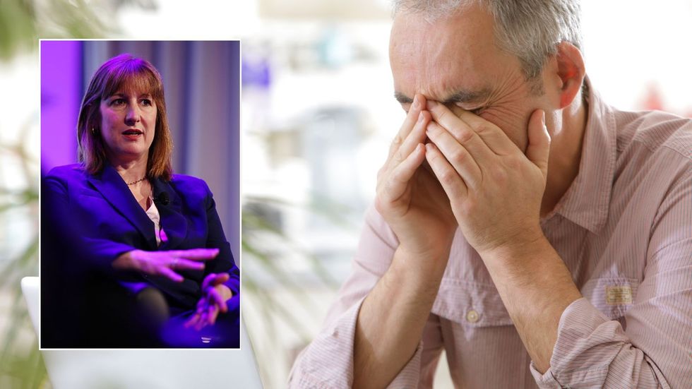 Sad man and Rachel Reeves