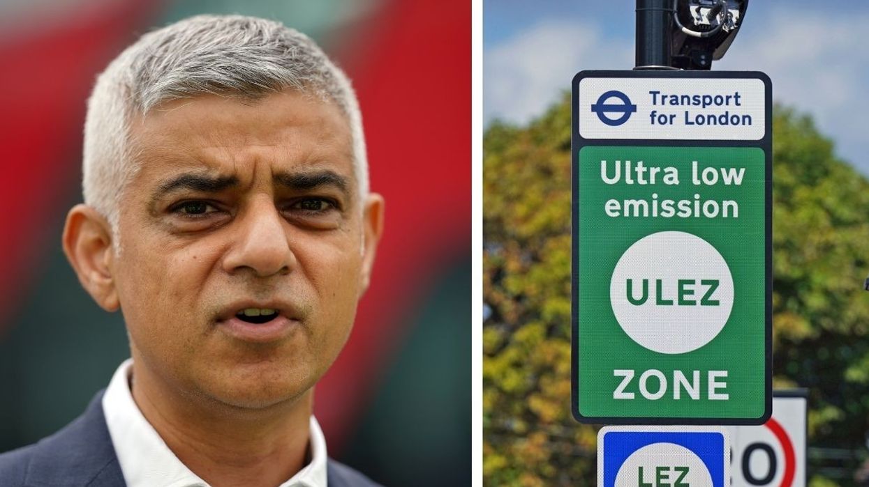 Sadiq Khan and a Ulez sign