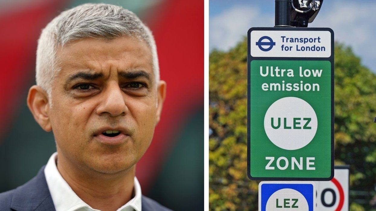 Sadiq Khan and a Ulez sign
