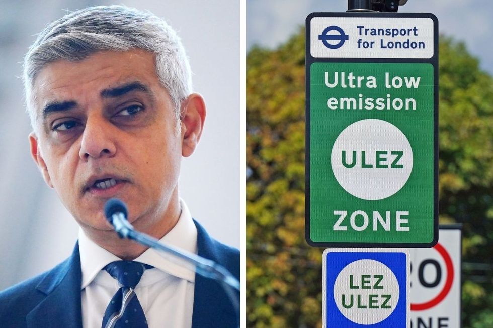 Sadiq Khan and a Ulez sign