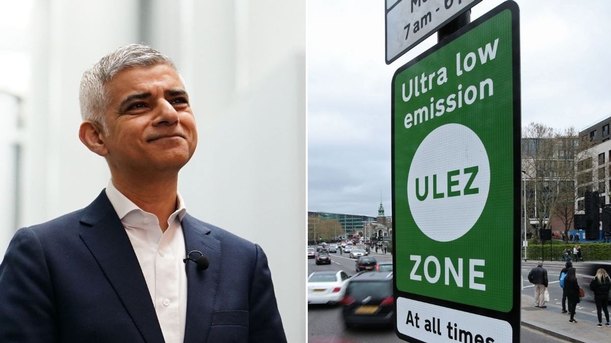 Sadiq Khan and a Ulez sign