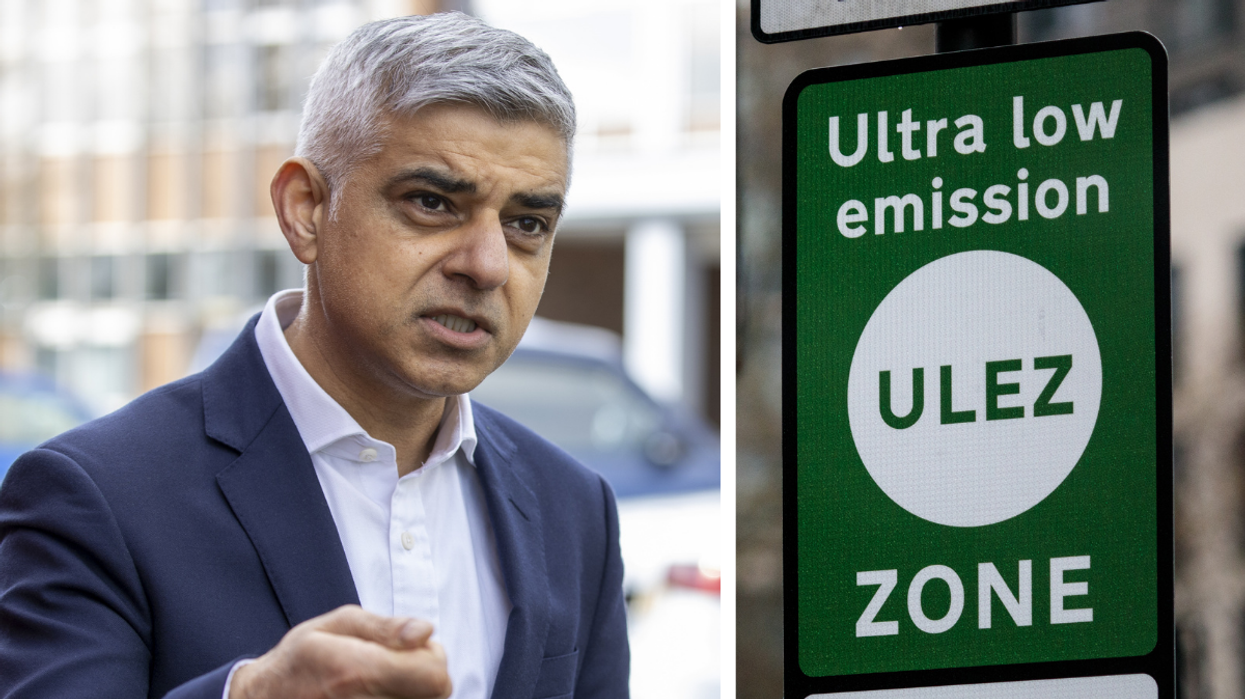 Sadiq Khan and a Ulez sign
