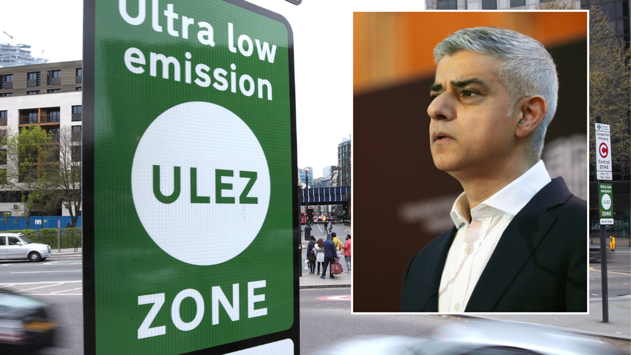Sadiq Khan and a Ulez sign