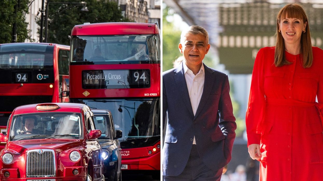 Sadiq Khan and Angela Rayner on Oxford Street and taxis and bus in pictures