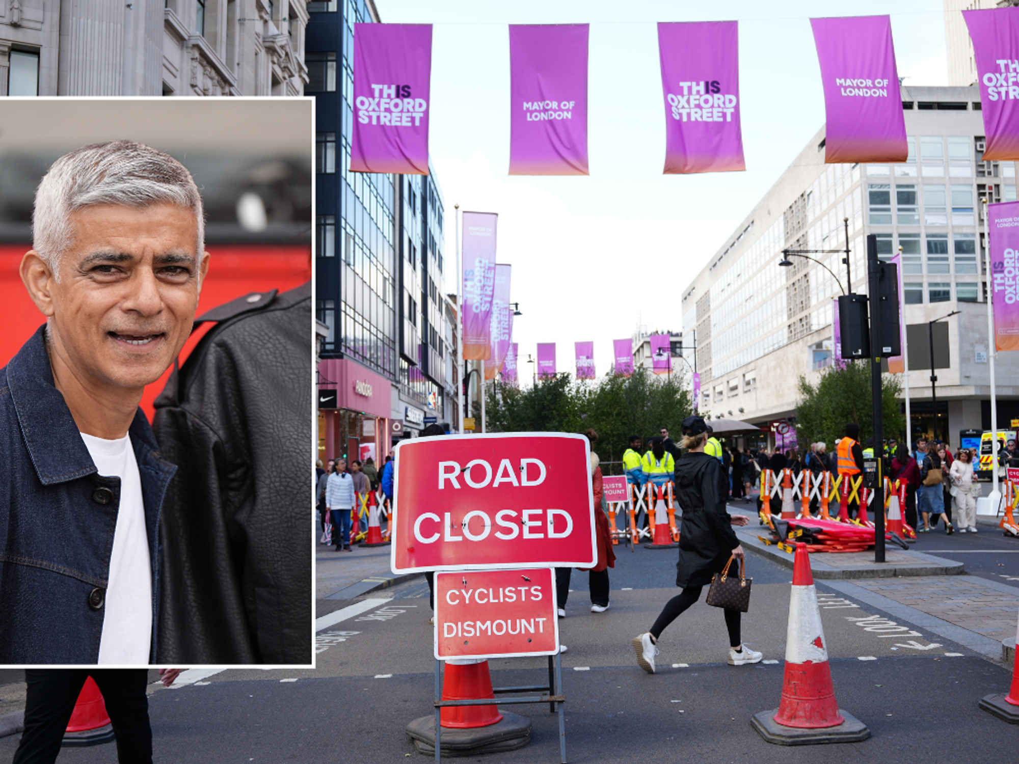 Sadiq Khan and Oxford Street blocked roads